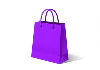 Purple shopping bag with handles on a plain background