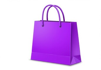 Isolated purple shopping bag with handles on white