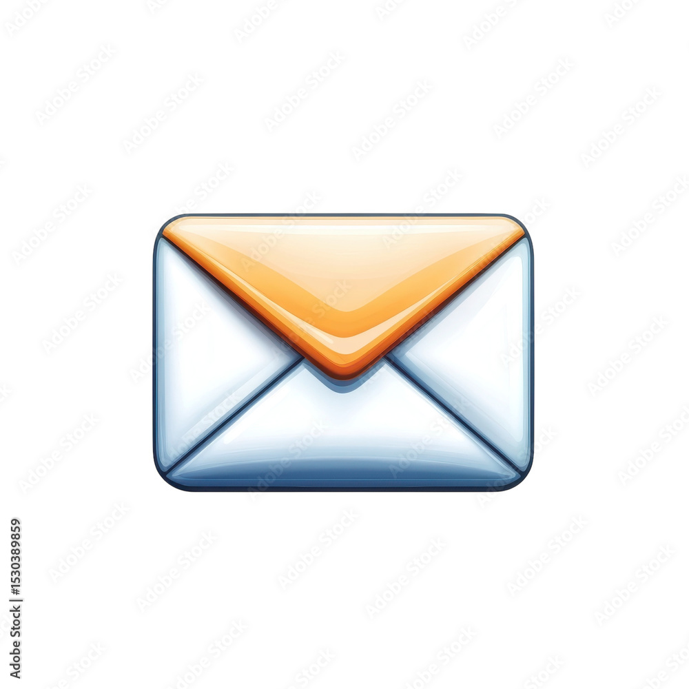 Poster glossy email icon graphic inbox message communication letter mailbox news on transparent background