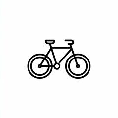 Minimalist black outline of a bicycle, isolated on a white background