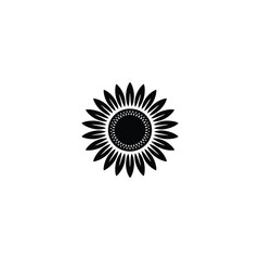 Fototapeta premium Black and White Sunflower Silhouette with Intricate Center Design, Art Style