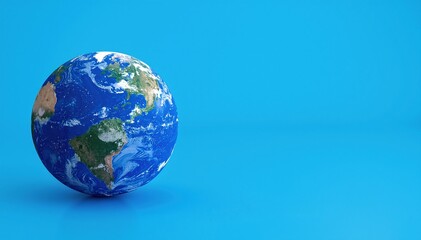 Fototapeta premium A vibrant blue Earth showcasing detailed continents, with swirling white clouds and a deep space backdrop, highlighting its beauty and uniqueness.