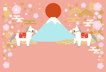 2026年の馬のイラストの年賀状