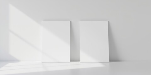 Two blank white canvases sit side by side, bathed in soft light, ready for artistic expression and creative visualization