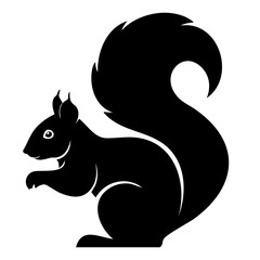 Obraz premium Black Silhouette Of Squirrel Sitting