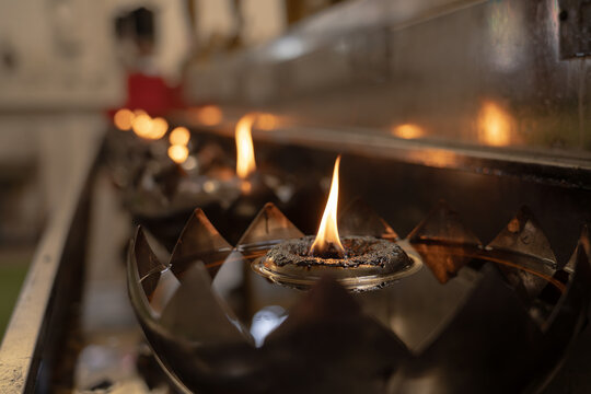 close up of burning candles