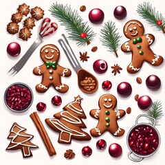 Fototapeta premium Homemade gingerbread cookies. Christmas. Top view