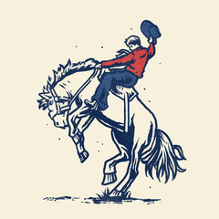 Cowboy Horse Vintage Illustration vector