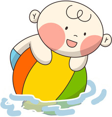 Baby lying on a ball