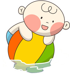 Baby lying on a ball