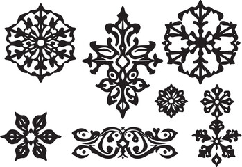 A set of elements, symbols, ornaments, mandalas. Hand drawn vector illustration	