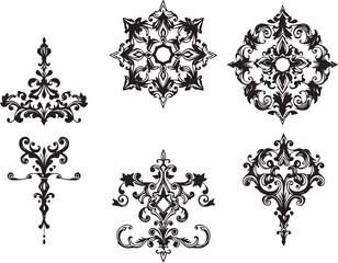 A set of elements, symbols, ornaments, mandalas. Hand drawn vector illustration	