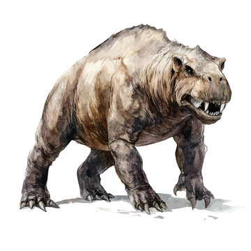 Diprotodon, watercolor painting vector, isolated on a white background.
