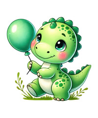 Joyful child with a funny teddy bear and a clown doll, Baby Dinosaur celebrating a birthday or Christmas holiday with love and happiness, isolated as a vector illustration