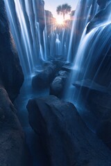 Canyon Waterfall, Dawn Light