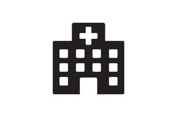 Obraz premium Hospital Icon silhouette vector with white background