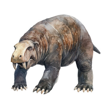 Diprotodon, watercolor clipart vector, isolated on a white background.