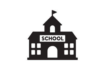 School Building silhouette vector with white background