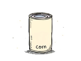 hand drawn of single can of corn on clean white background illustration