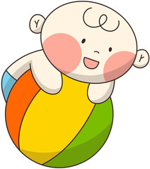 Baby lying on a ball