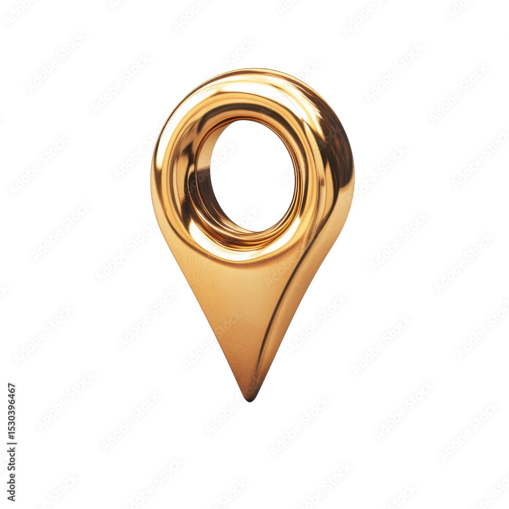 Poster golden location pinpoint elegant navigation pointer map design element 3d on transparent background