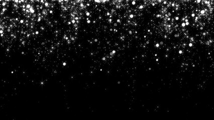 abstract dark luxury white background with  glitter shiny stars and bokeh lights and particles falling, holiday christmas new year social media design element