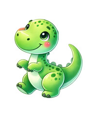 Fototapeta premium Joyful child with a funny teddy bear and a clown doll, Baby Dinosaur celebrating a birthday or Christmas holiday with love and happiness, isolated as a vector illustration