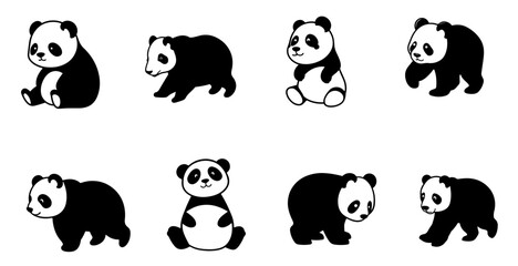 Naklejka premium Panda Icon Set. Animal Illustration Design. vector