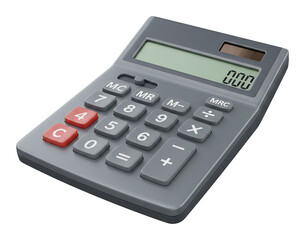 灰色電卓、精密な配置、穏やかな光沢