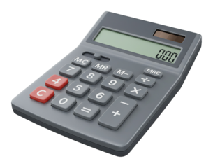 灰色電卓、精密な配置、穏やかな光沢