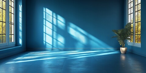 Blue wall mockup background texture paint surface interior design modern abstract pattern solid color backdrop AI generated art
