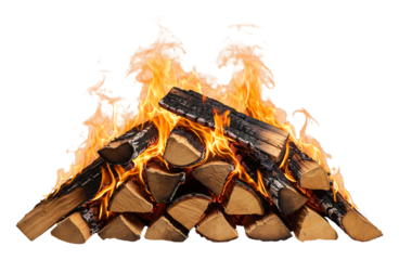 燃え盛る炎と木々 暖色系の美しい火の芸術