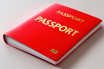 3D Render Red Passport on White Background