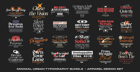 Urban typography bundle, Streetwear t-shirt design bundle, Motivation quotes collection, Poster design set, Lettering apparel design for print, Quotes packs