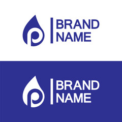 Letter p water drop logo design, Initial Letter P with Droplet water logo design concept