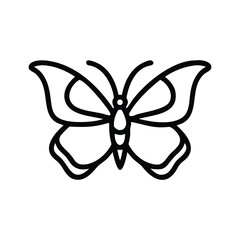 Delicate Butterfly Illustration in Monochrome Outline