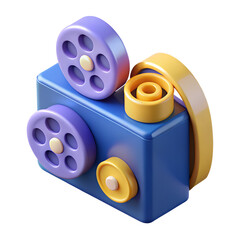 Stylized 3d render of a retro film projector