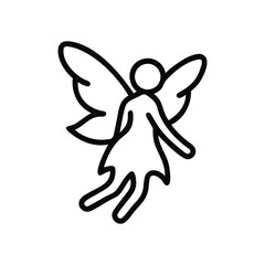 Minimalist Fairy Line Art Vector Illustration in Black and White