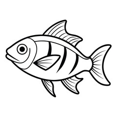Elegant Fish Contour Vector in Black and White