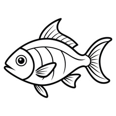 Hand Drawn Fish Vector in Minimalist Line Style