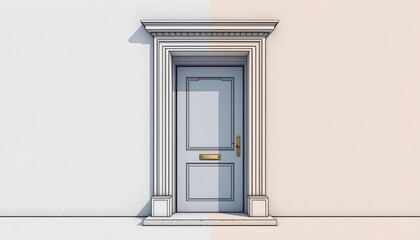 icon style minimalist depiction of a door with modern architectural elements, emphasizing basic forms.