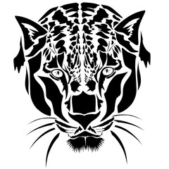 Black Silhouette of Tiger Head