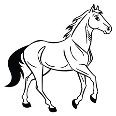 Elegant Horse Sketch in Minimal Line Drawing Style
