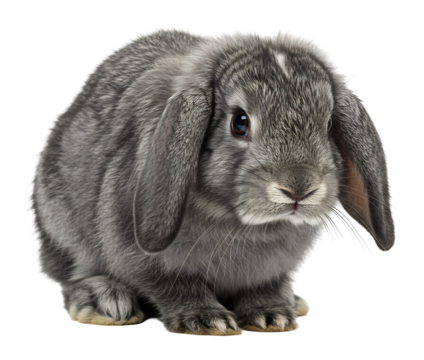 愛らしい灰色ウサギ、柔らかな光で優しく撮影