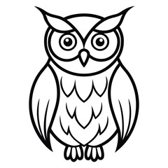 owl minimal vector line drawing black and white illustration