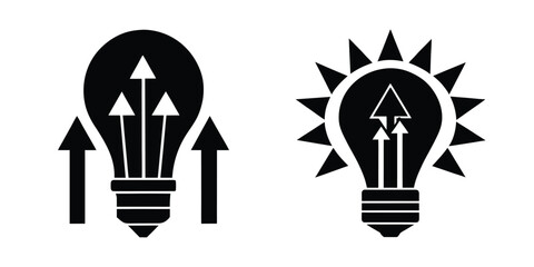 Light Bulb With Ascending Arrows Symbolizing Growth Isolated on White Background