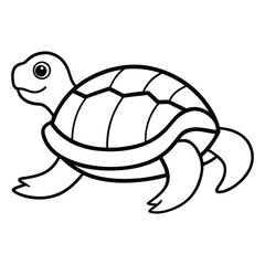 black and white turtle minimal vector line art design