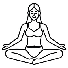 black and white yoga poses minimal vector line art design
