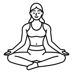 minimalist yoga poses vector line art black and white illustration