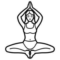 yoga poses simple black and white minimal doodle vector drawing